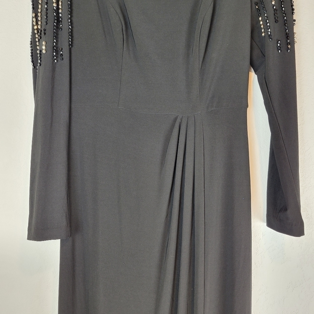 NWT Alex & Eve Embellished Puff-Shoulder Long Sleeve Black Dress Size 4 - Picture 6 of 11